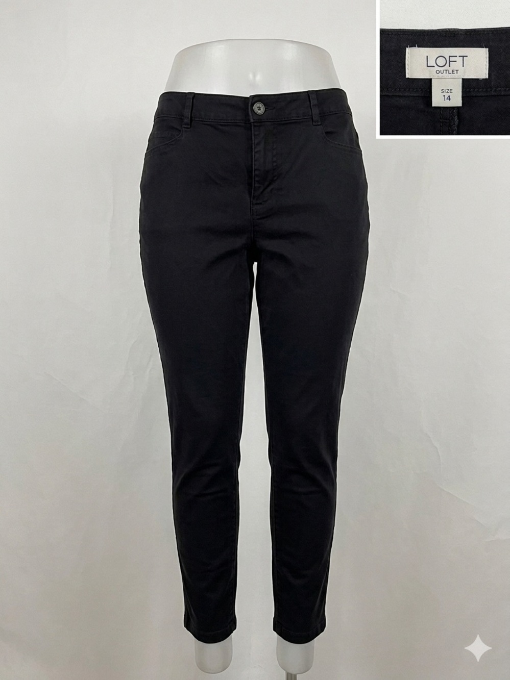 LOFT Outlet Black Skinny Ankle Pants Women's Size 14 Stretch Casual Career